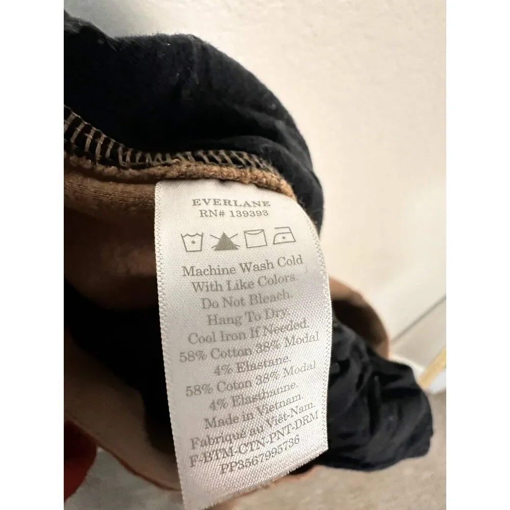Everlane The Dream Pant Medium Brown Knit Pintuck Tapered Elastic Waist Stretch
